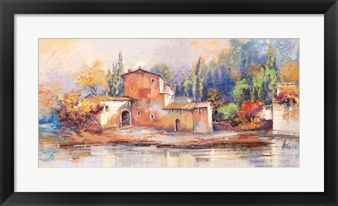 Framed Case sul lago Print