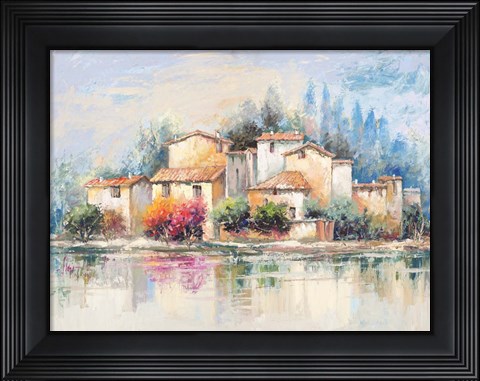 Framed Borgo sul lago Print