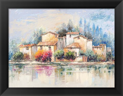 Framed Borgo sul lago Print
