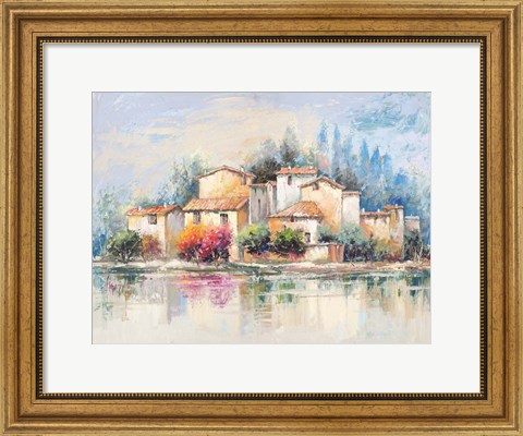 Framed Borgo sul lago Print