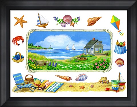 Framed Cottage on the Cove Print