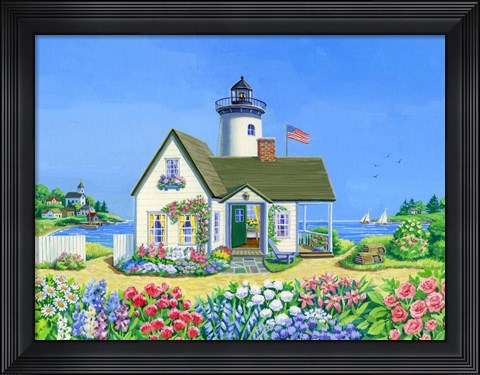 Framed Lighthouse Cottage Print