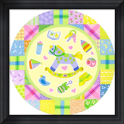 Framed Baby Theme Round Print