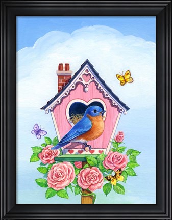 Framed Bluebird Valentine Print