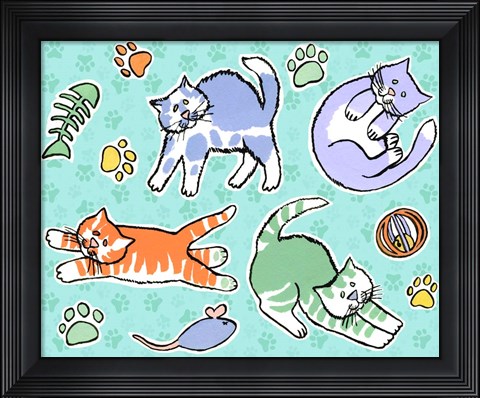 Framed Fun Kitties Pawprints Print