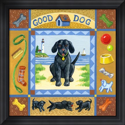 Framed Good Dog Black Lab Print