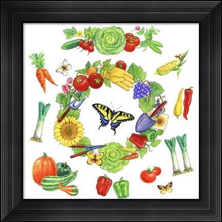 Framed Veggie Wreath Print