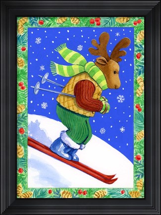 Framed Downhill Racer Moose Print
