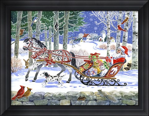 Framed Santa's Sleigh Ride Print