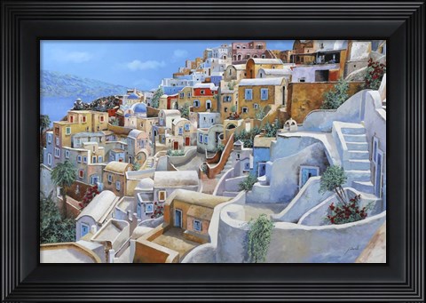 Framed Santorini a Colori Print