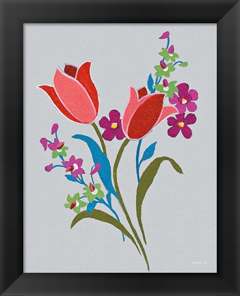 Framed Alpine Bouquet IV Gray Print