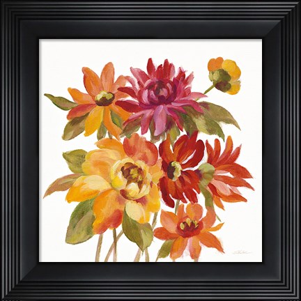 Framed English Garden I on White Print