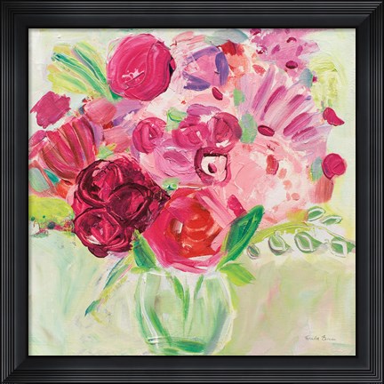 Framed Pink and Red Florals Print