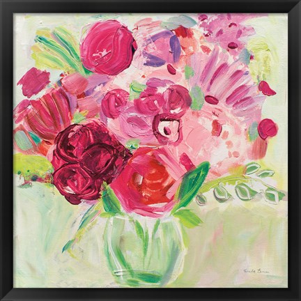 Framed Pink and Red Florals Print