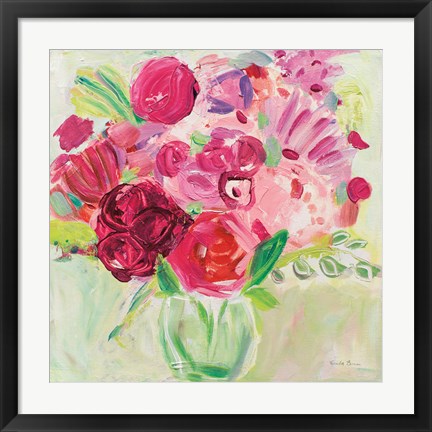 Framed Pink and Red Florals Print