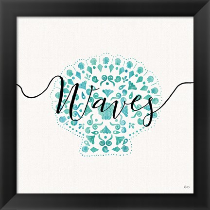 Framed Sea Charms III Teal Print