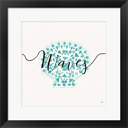 Framed Sea Charms III Teal Print