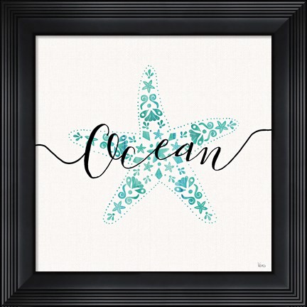Framed Sea Charms I Teal Print