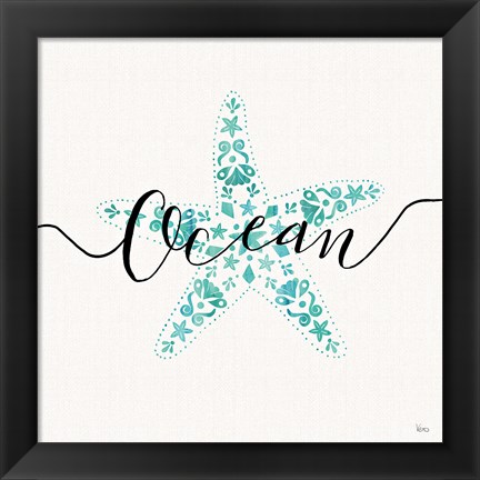 Framed Sea Charms I Teal Print