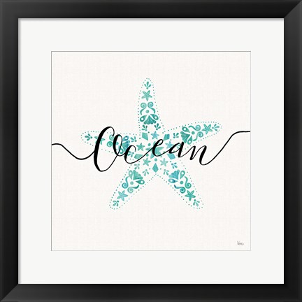 Framed Sea Charms I Teal Print