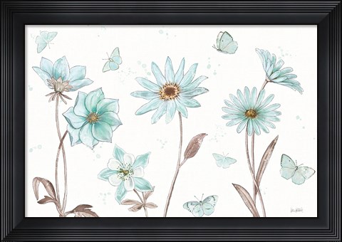 Framed Bits of Blue I Print