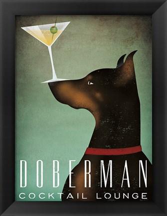 Framed Doberman Martini Print