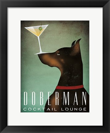 Framed Doberman Martini Print