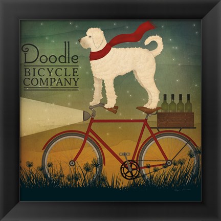 Framed White Doodle on Bike Summer Print