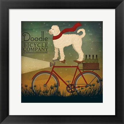 Framed White Doodle on Bike Summer Print