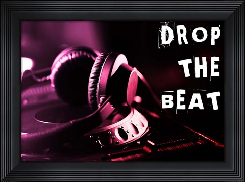 Framed Drop The Beat  - Magenta and Red Print