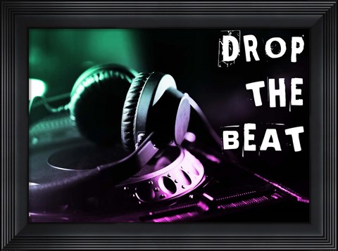 Framed Drop The Beat - Green and Pink Print