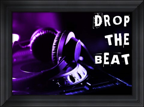 Framed Drop The Beat - Purple and Blue Print