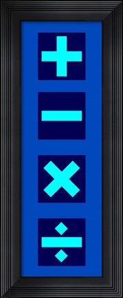 Framed Math Symbols Wall Scroll - Blue Print