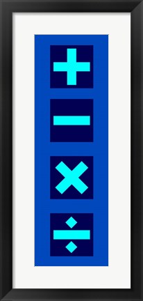 Framed Math Symbols Wall Scroll - Blue Print