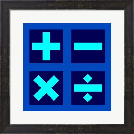 Framed Math Symbols Square - Blue Print