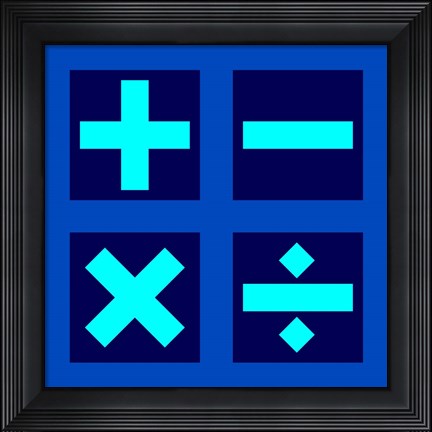 Framed Math Symbols Square - Blue Print