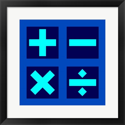 Framed Math Symbols Square - Blue Print