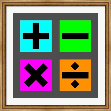 Framed Math Symbols Square - Colorful Boxes Print