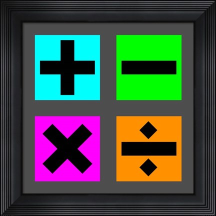 Framed Math Symbols Square - Colorful Boxes Print