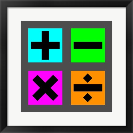 Framed Math Symbols Square - Colorful Boxes Print