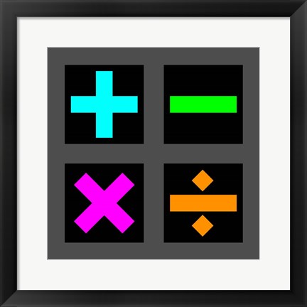 Framed Math Symbols Square - Colorful Symbols Print