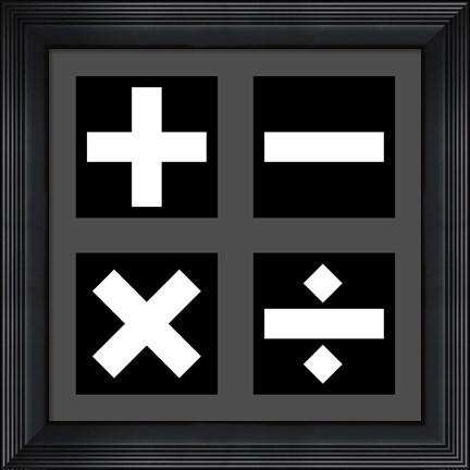 Framed Math Symbols Square - Black Print