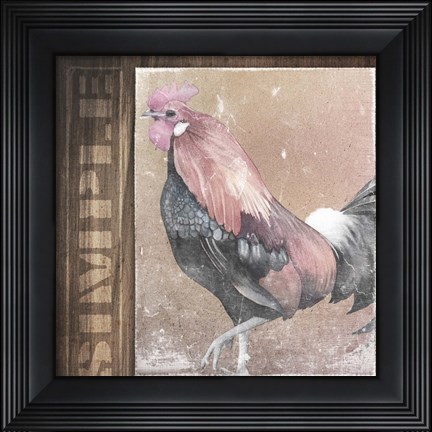 Framed Rooster I Print