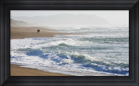 Framed Walk On The Beach Print