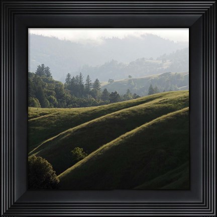 Framed Rolling Fog and Rolling Hills Print