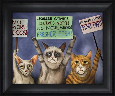 Framed Cats On Strike Print