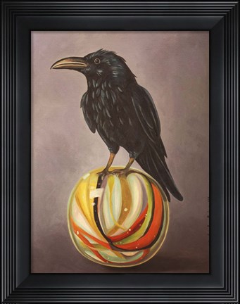 Framed Crow On A Marble Print