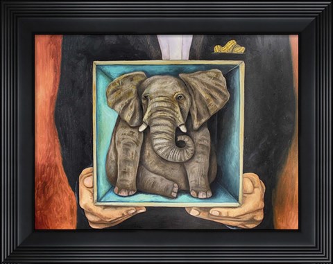 Framed Elephant In A Box Print