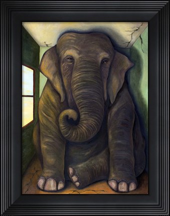 Framed Elephant In The Room Cracks Print