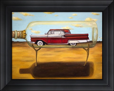 Framed Galaxie In A Bottle Print